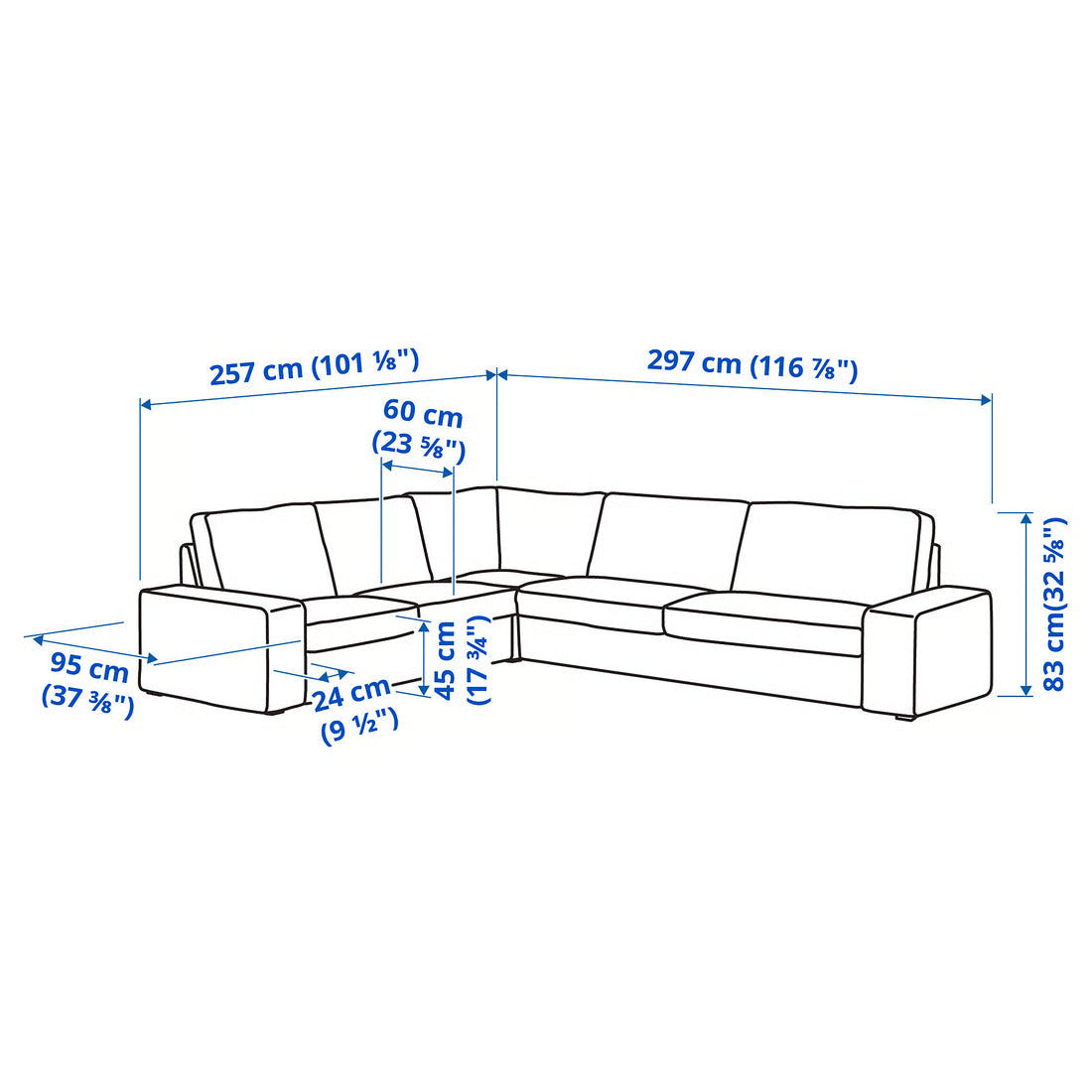 KIVIK corner 5-seat sofa (Blue)