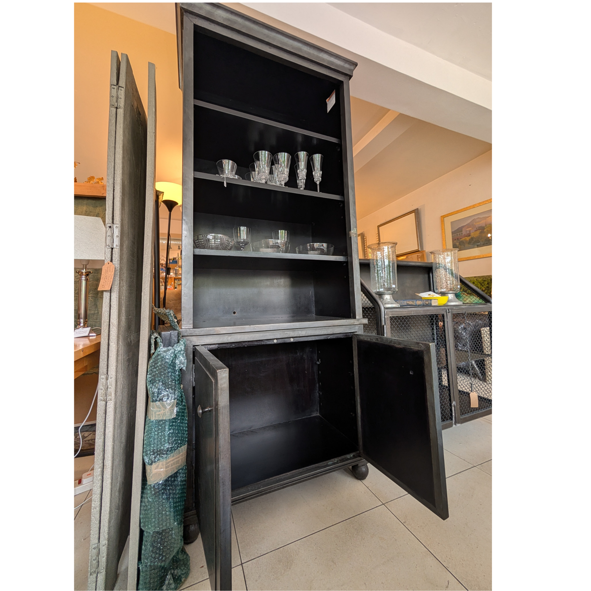 Restoration Hardware Zinc Display Cabinet