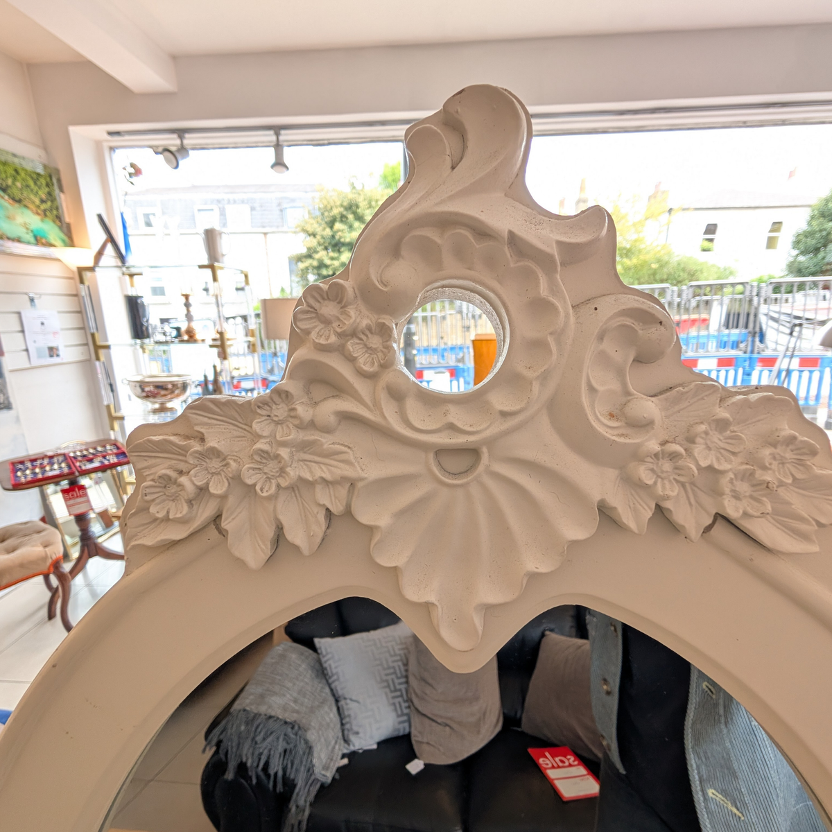White Ornate Dressing Table Mirror with Twin Drawers