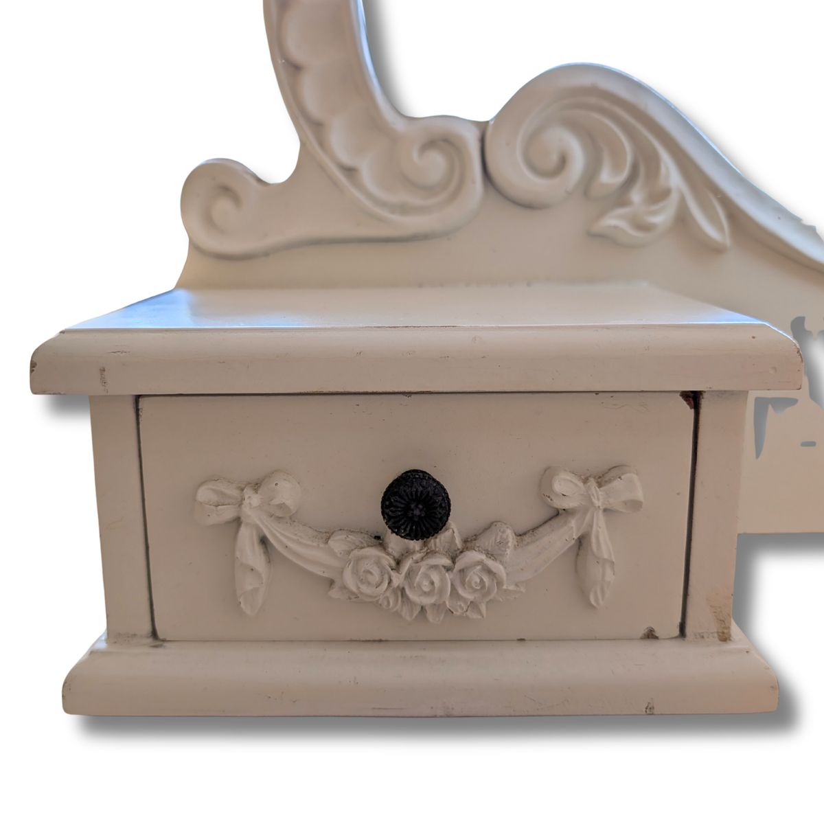 White Ornate Dressing Table Mirror with Twin Drawers