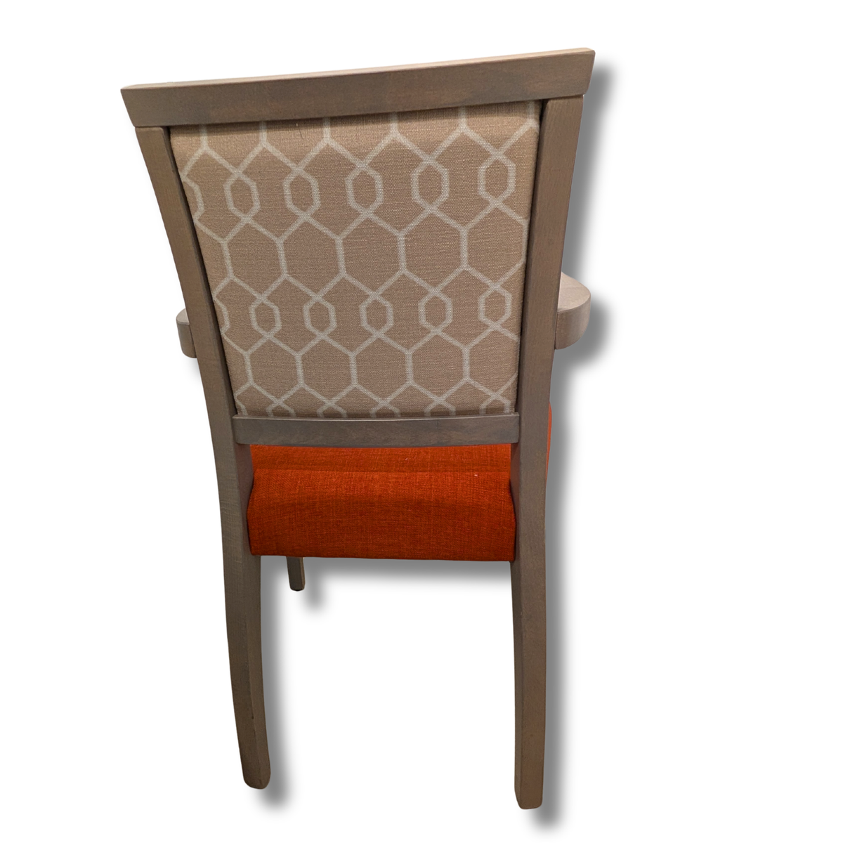 Contemporary Upholstered Accent / Occasional Chair – Burnt Orange & Patterned Back. Stock 20