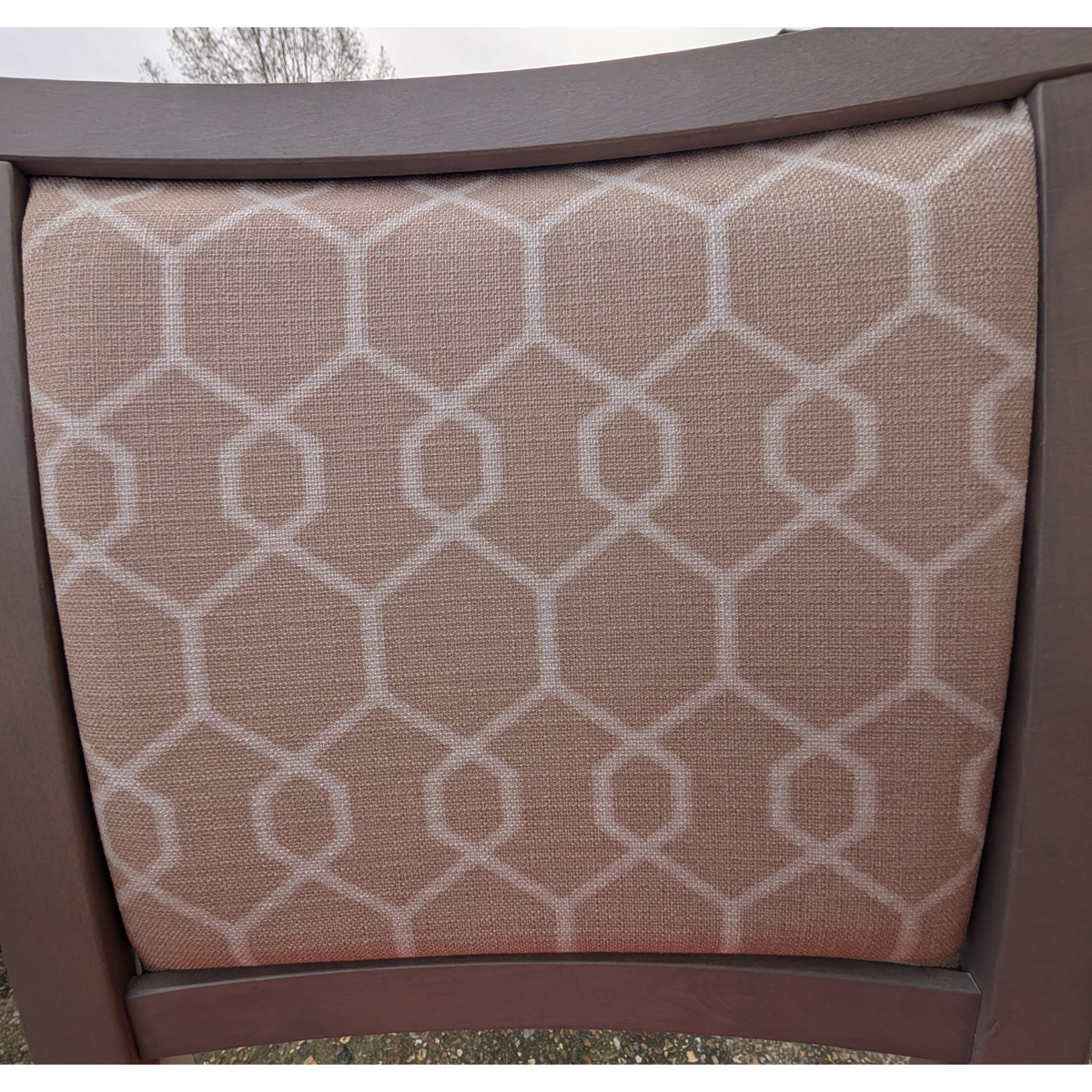 Contemporary Upholstered Accent / Occasional Chair – Burnt Orange & Patterned Back. Stock 20