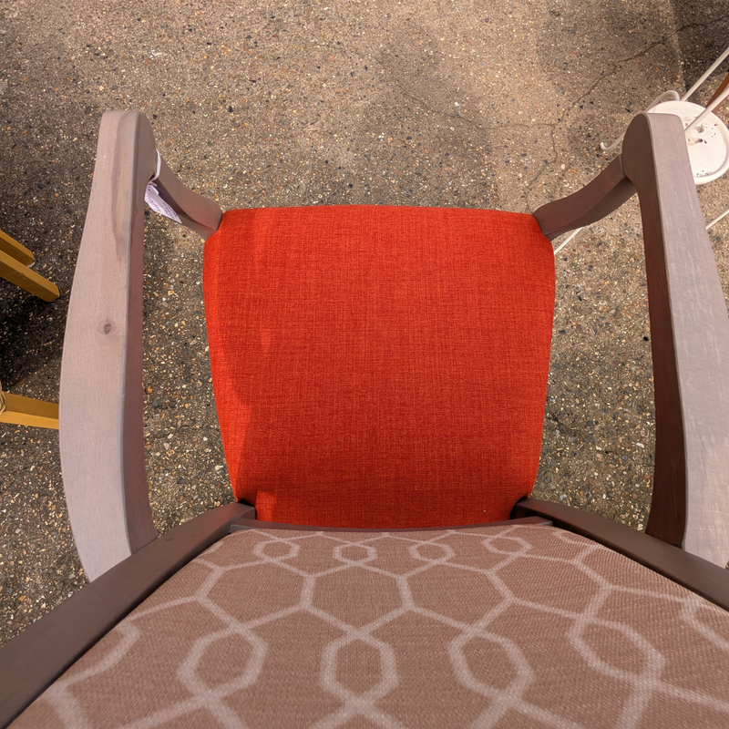 Contemporary Upholstered Accent / Occasional Chair – Burnt Orange & Patterned Back. Stock 20