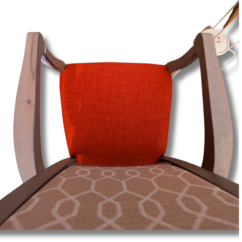 Contemporary Upholstered Accent / Occasional Chair – Burnt Orange & Patterned Back. Stock 20