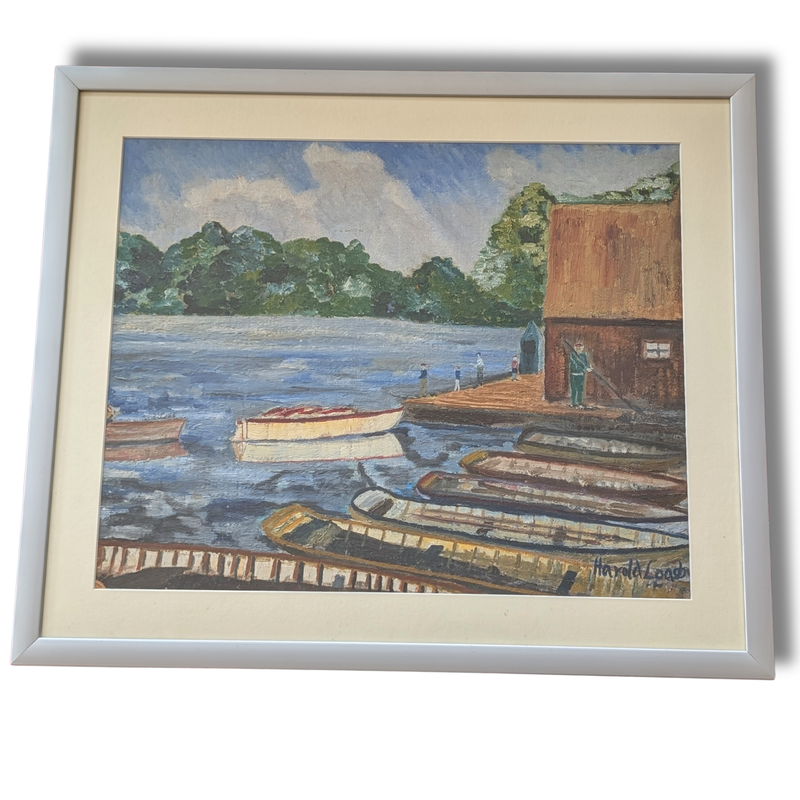Signed Harold Leach Framed Original Harbour Scene Painting