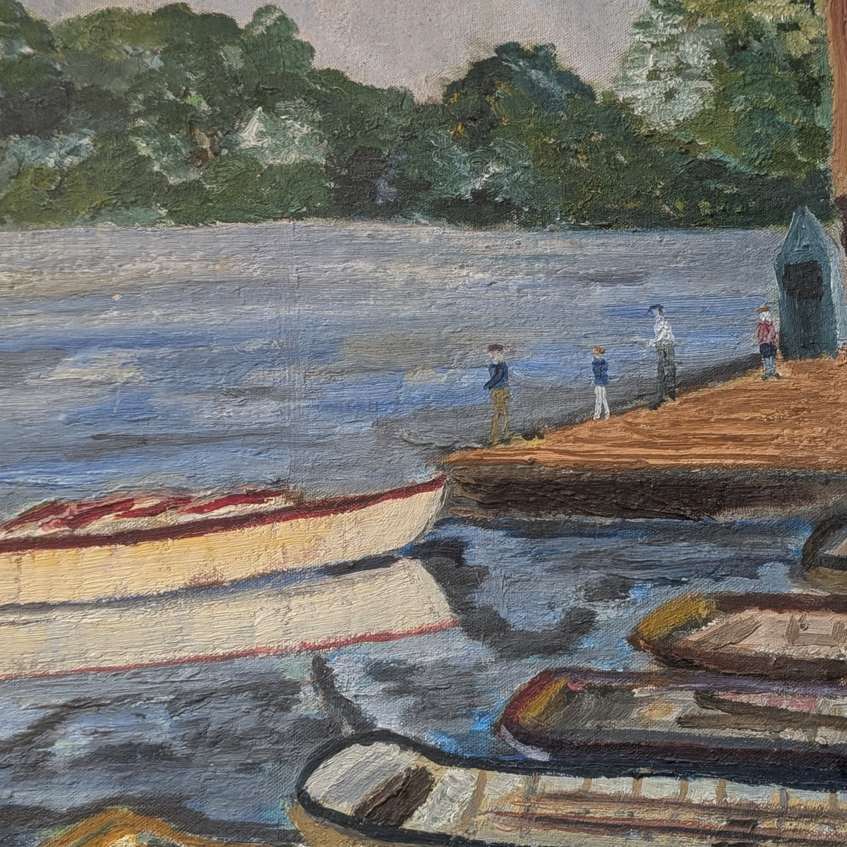 Signed Harold Leach Framed Original Harbour Scene Painting