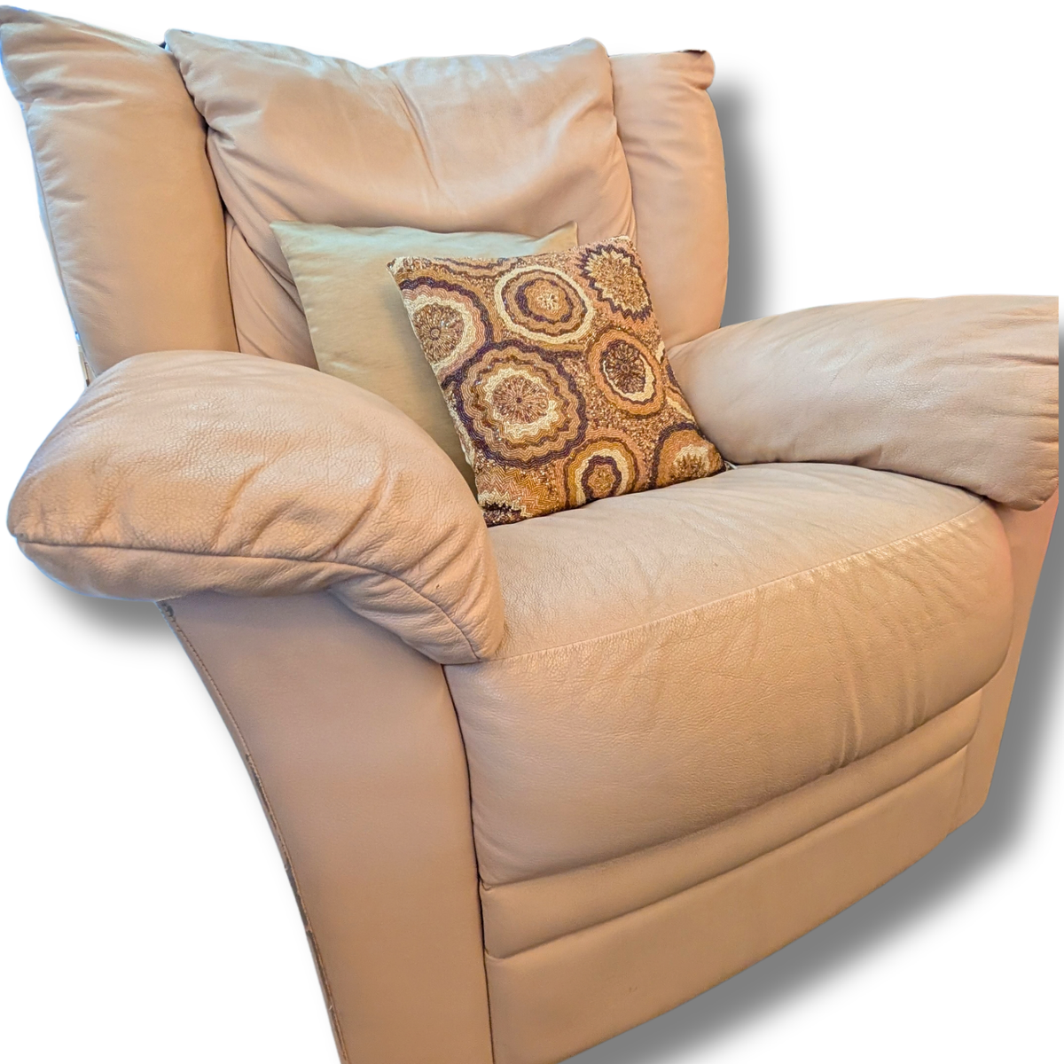 Pale Salmon Pink Swivel Recliner Armchair