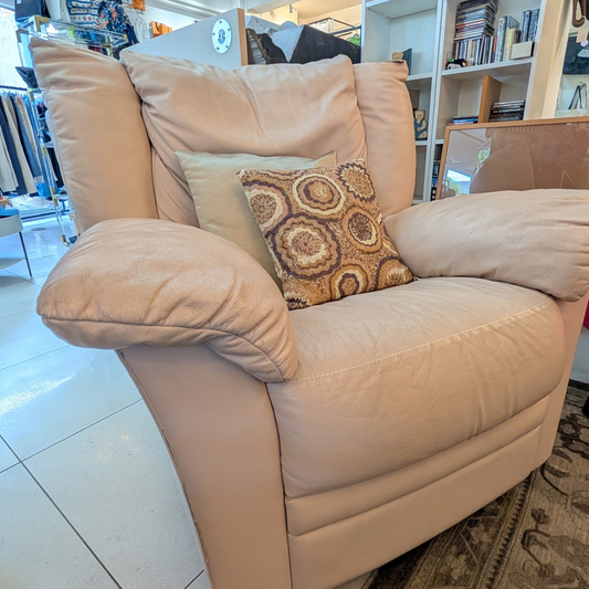 Pale Salmon Pink Swivel Recliner Armchair