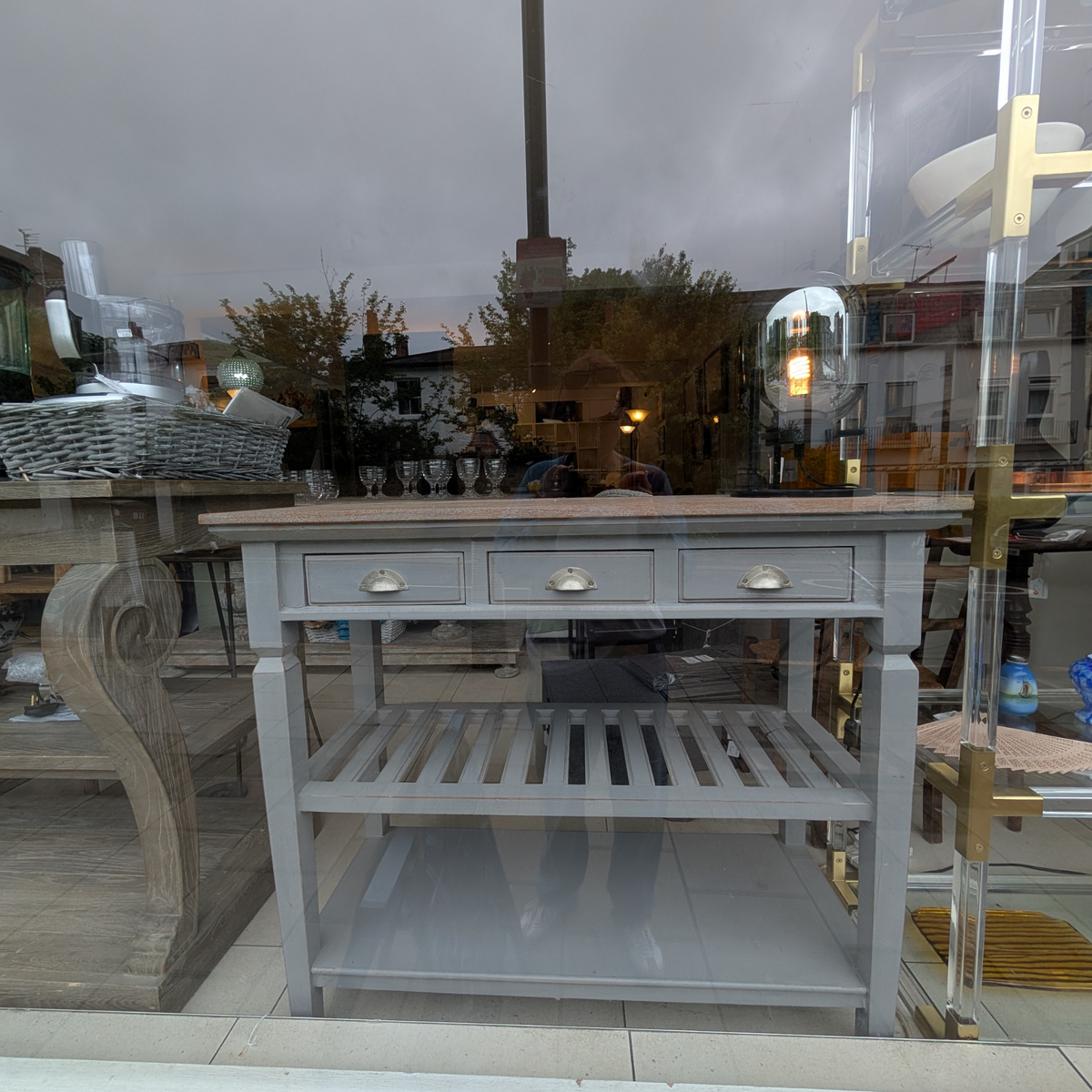 Brighton Kitchen Island with Butcher's Block Top