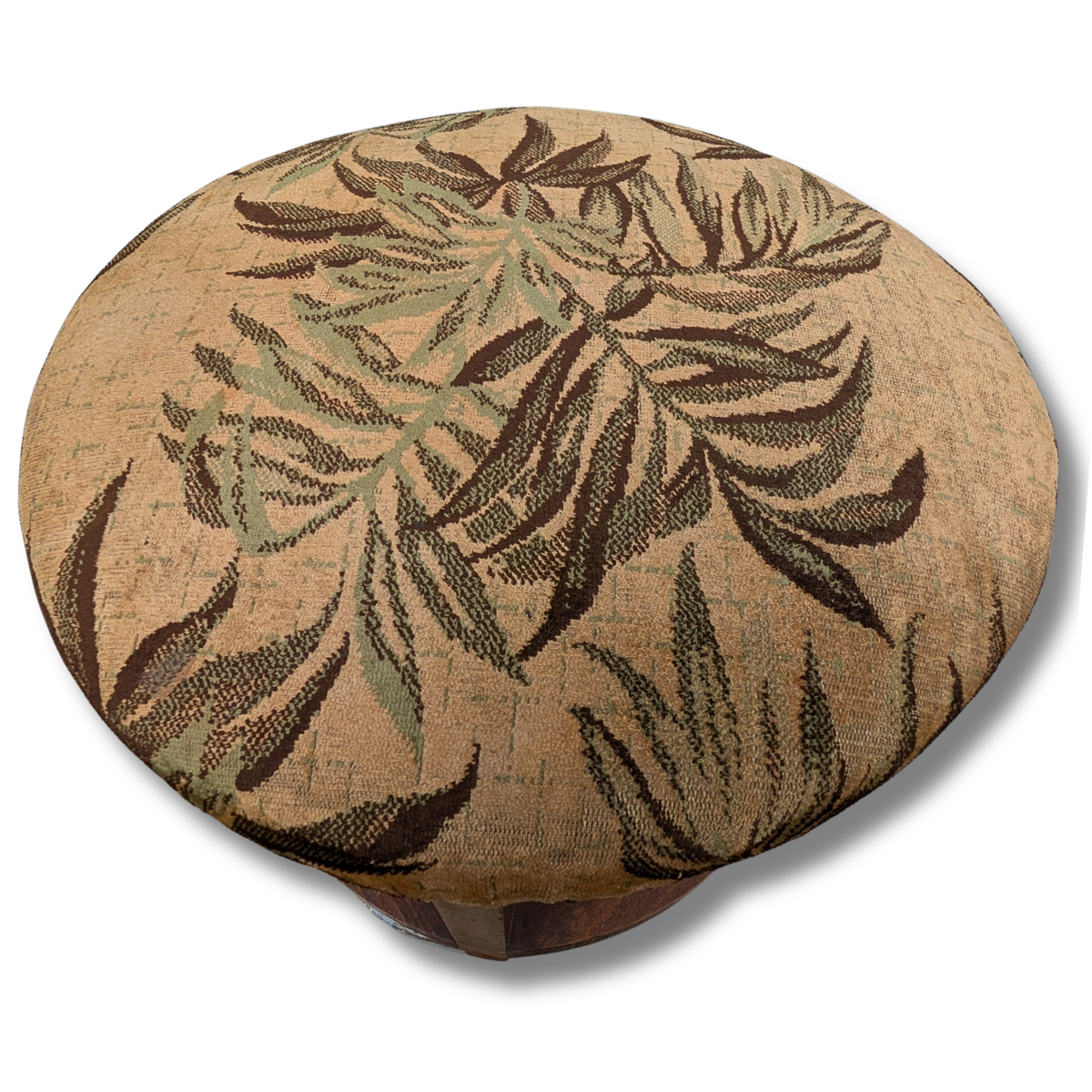 French Oak Upholstered Footstool / Art Deco Style Stool